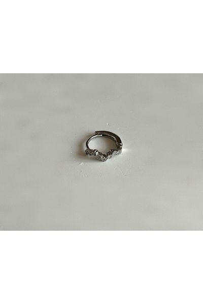 Bijou Luz Silver Zigzag Pattern Hoop Piercing