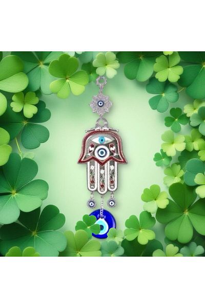 Revello Wall Decoration Evil Eye Beaded Mined Large Hand Clock from Dukkanduvar Store Gift Wall Decoration