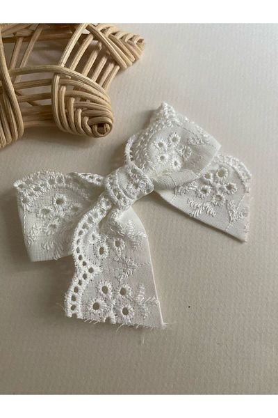 Ege Bebek Handmade Scallop Ecru Patterned Bow Buckle, Scallop Buckle