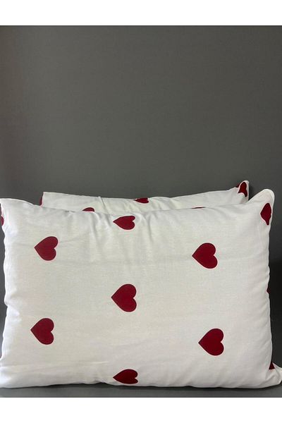 Belsina Home Βαμβακερό φερμουάρ με σχέδιο καρδιάς 2 τεμάχια 50x70 μαξιλαροθήκη