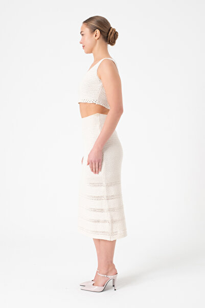 Merry Rise Openwork Crop Skirt Women's Knitwear Set