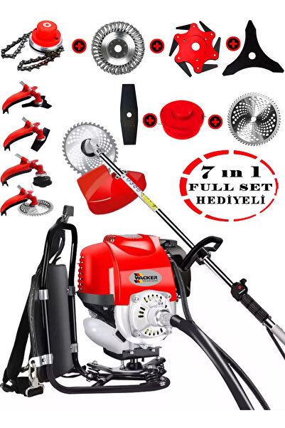 Wacker Pro Alman W-20 Motor 7 İN 1 Sırt Tipi Benzinli Motorlu Ot Çalı Tırpanı...