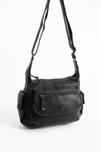 yuzuco Штучна шкіра Сумка через плече Чорна (Модель: 571-13-10L)