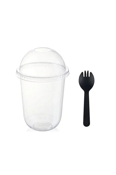 Choice 500ml With Spoon 50pcs Pudding Cups Wiht Lids Plastic Boxes Ice-cream Mousse Dessert Picnic Party Pa