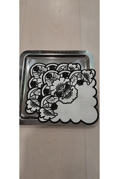 EKKE HOME SİYAH BEYAZ DELİK İŞ SUNUM PEÇETESİ 2 Lİ ADET