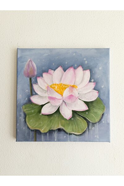 PEMBE LOTUS TUVAL ÜZERİNE AKRİLİK TABLO