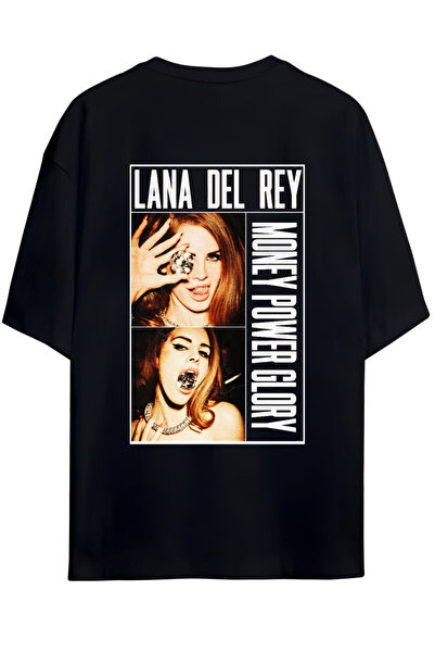 MAGORS تيشيرت للجنسين بتصميم لانا ديل ري "المال والقوة والمجد" على الظهر والصدر