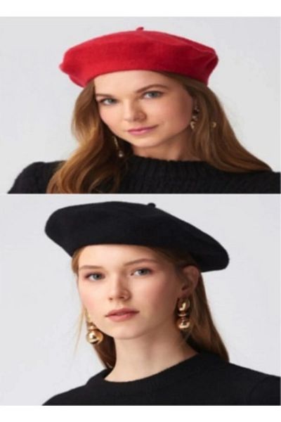 ergül çanta Women's French Painter Felt Set of 2 Suit Beret