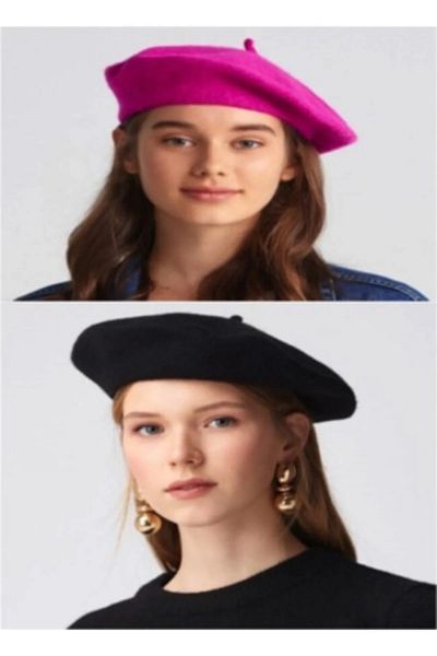 ergül çanta Women's French Painter Felt Set of 2 Suit Beret