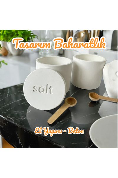 Bohemika Concrete Colored White Spice Bowl and Salt-Pepper Set