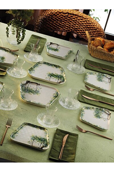 EMBazaar Zyra serisi 6 kişilik stackable Kahvaltı takımı pasta seti kahvaltılık özel yapım set sunum tabağı