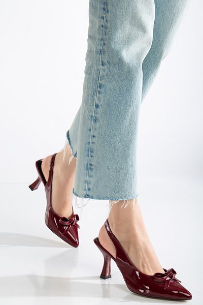 ftclothing Ft Thin Bow Detailed Classic Patent Leather Thin Heeled Shoes