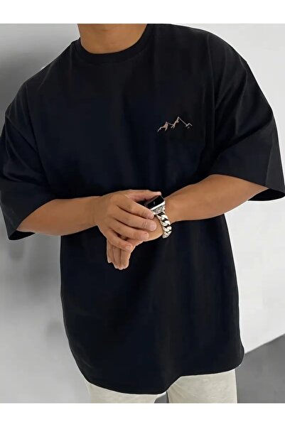 LAND MODA Mountains Printed Large Size Men's Short Sleeve T-Shirt, Comfortabl...