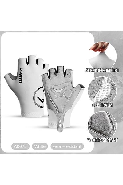 Choice M A0075-white Breaking Wind Cycling Half Finger Gloves Anti-slip Bicycle Mittens Racing Road Bike Gl