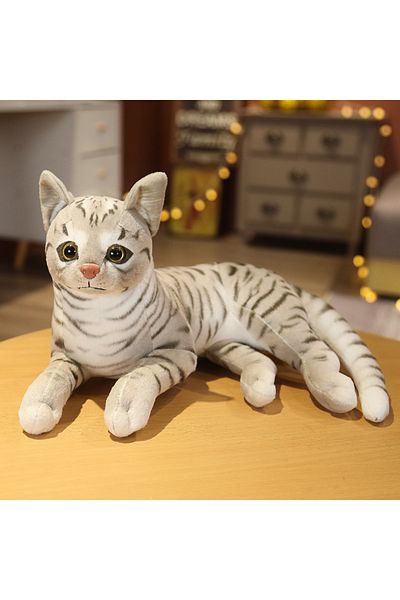 Choice 29cm light gray 29cm Simulation American Shorthai &Siamese Cat Plush Stuffed Lifelike Doll Animal Pe