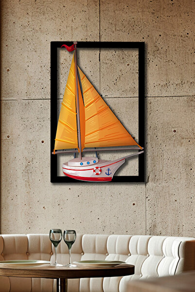 SteelArtDec Sarı Yelkenli Metal Tablo Çerçeveli Tasarım