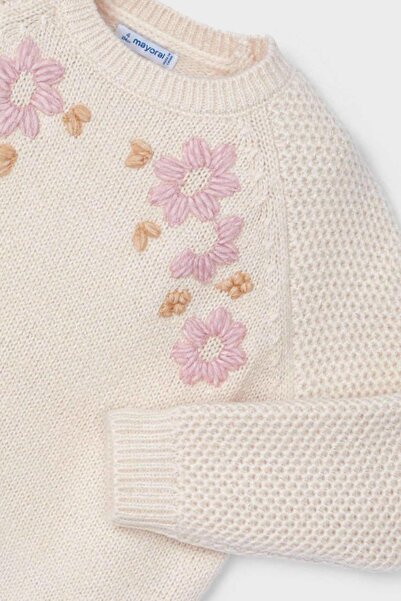 MAYORAL Çiçek İşlemeli Kazak - Bej