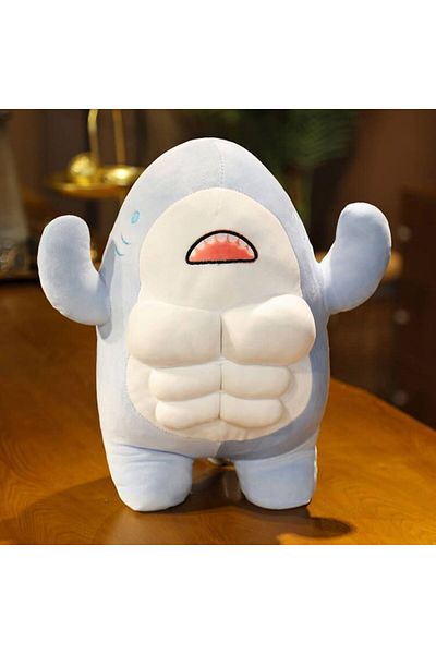 Choice light blue about 40cm 40CM Muscle Shark Plush Doll Cute Worked Out Shark Stuffed Cartoon Toys Strong