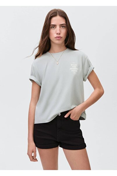 Mango Teen Düz kesim denim şort