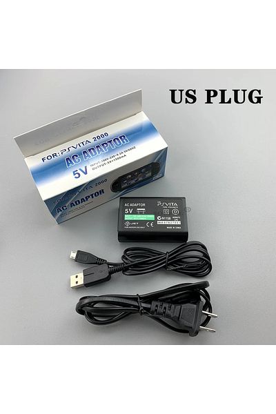 Choice قابس أمريكي لجهاز PSV2000 جديد، شاحن منزلي، مزود طاقة، محول تيار متردد 5 فولت، كابل شحن USB لجهاز PS Vita 2000