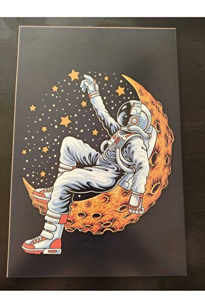 Bluoksweet Tablou din lemn MDF poster retro astronaut spațial