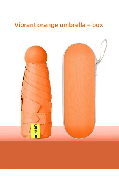 Choice Orange 1pc Anti-Uv Mini Umbrella For Sunny And Rainy Days, Portable With Uv Coating And 6 Reinforced