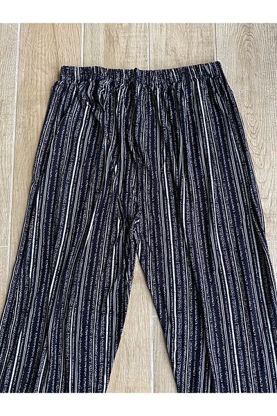 BİLGENS BUTİK Women's Patterned Summer Cotton Large Size Trousers