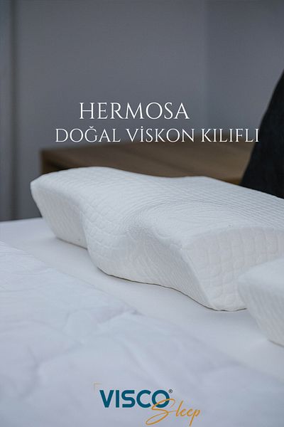 visco sleep Orthopedic Visko Pillow Special Design for Neck Form Hermosa Viscose Pillow with Case 60X35X11-7 cm