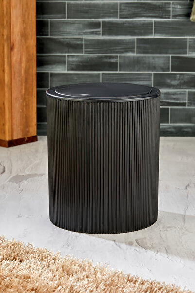 Homie Line Çizgili Yuvarlak Kapaklı Klik Çöp Kovası Banyo Mutfak