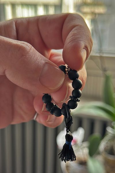 Onouqo Energy Balancing Original Ceyt Natural Stone Black Finger Rosary