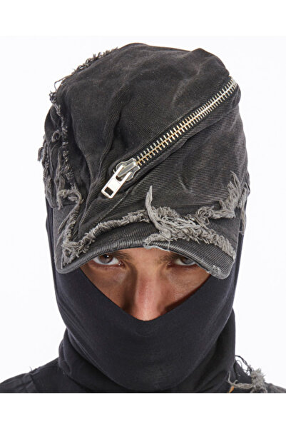 AGA Unısex Acid Gri Fermuar Detaylı Asimetrik Cap Şapka