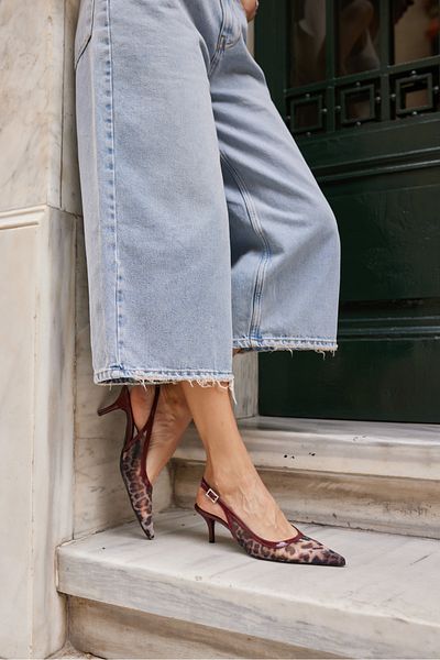 ANGELİNA JONES Bilbao Women's Burgundy Leoapar Detail Mini Heel Shoes