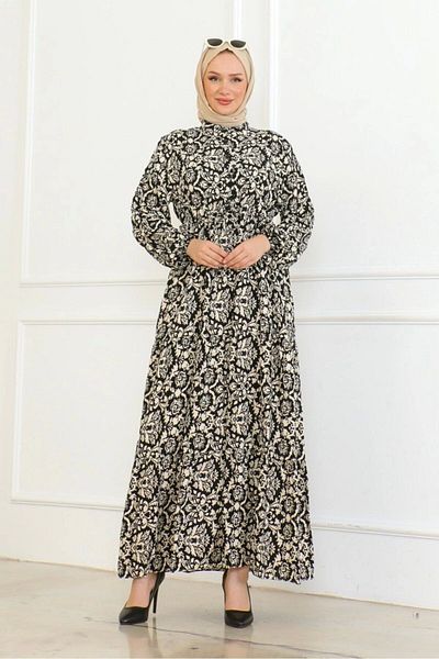 Neva Style Laced Viscose Black/Cream Dress