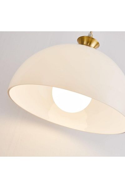 ASR Hemispheric White Opal Glass Pendant Lamp Modern Long Fabric Cable Lighting with Gold Accessories