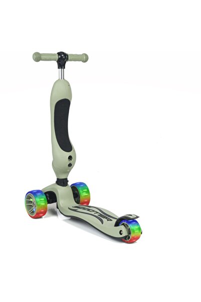 UniCare Smart Oturaklı Çocuk Scooter 3 Tekerlekli Led Işıklı Scooter Yükseklik Ayarlı 1-5 Yaş Yeşil