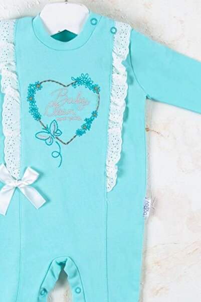 Eng Love Heart Embroidered 100% Cotton Baby Girl Jumpsuit