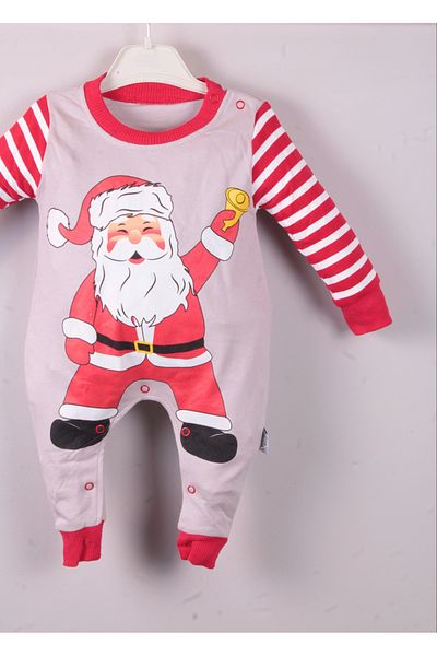 belle vista Santa Claus Detailed Baby Jumpsuit 100% Cotton