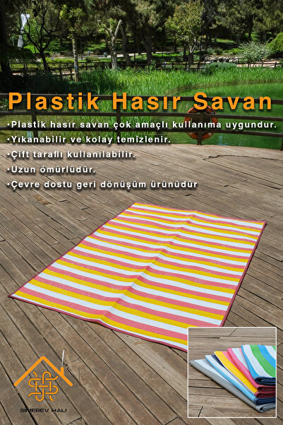SİMEREV HALI HOME CONSEPT 150X210 4-6 Kişilik Katlanabilir Yıkanabilir Kamp Çadır Mat Plaj Piknik Hasırı Bahçe Halısı Kilim