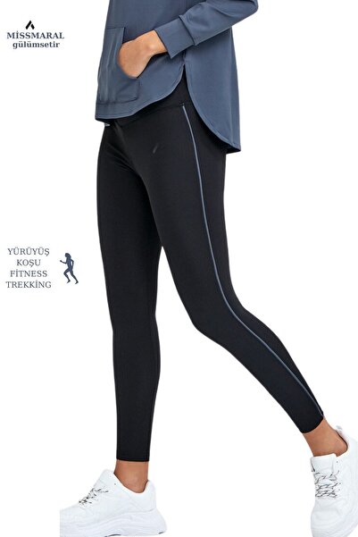 missmaral Kadın Eşofman Takım Antrasit/siyah Spor Tunik & Slim Fit Tayt Sports And Casual Tracksuit 3060