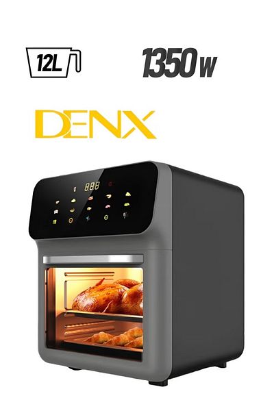 Denx مقلاة هوائية صحية بدون زيت للقلي/الشواء/الخبز/التحميص سعة 12 لتر قوة 1350 واط