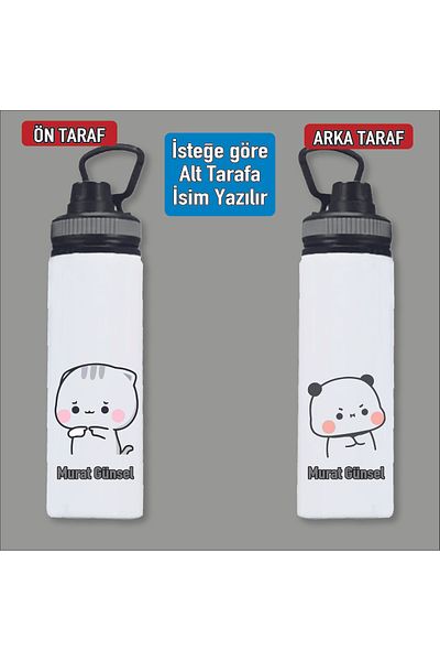 DKDZ SHOP 850ml Printed Water Flask Contact with Name Set 009 Number