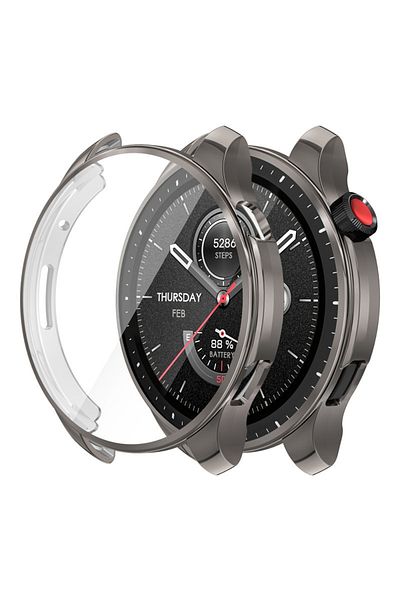 Choice Aamazfit GTR 4 Grey Soft Silicone Case Glass For Amazfit GTR 4 Smart Watch Screen Protector Bumper S