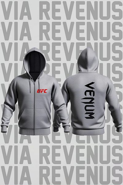 Vordevia Ufc Front and Back Printed Unisex Seasonal Zipper Hooded Cardigan (Thin Fabric)