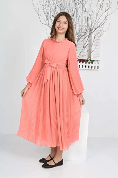 Wild Flower Girl's Long Length Pleated Chiffon Dress
