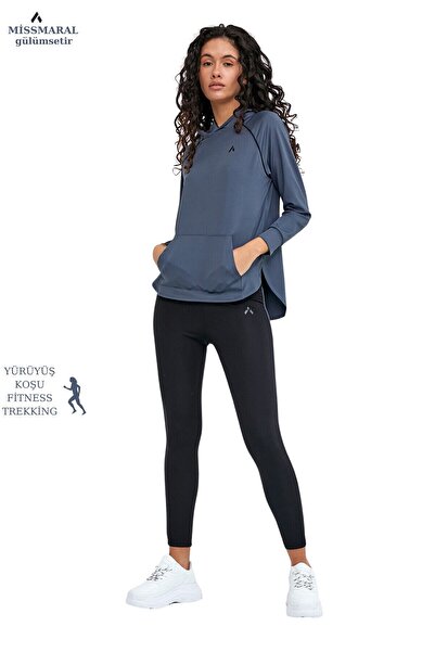 missmaral Kadın Eşofman Takım Antrasit/siyah Spor Tunik & Slim Fit Tayt Sports And Casual Tracksuit 3060