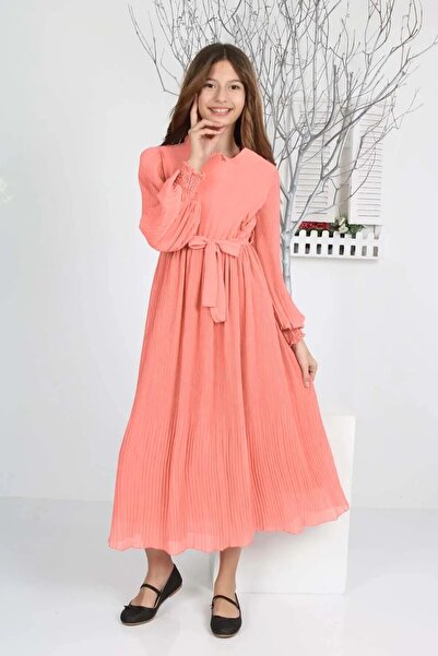 Wild Flower Girl's Long Length Pleated Chiffon Dress