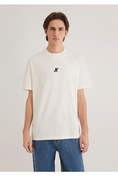 Mavi Pro Printed Comfortable Fit White Men's T-Shirt