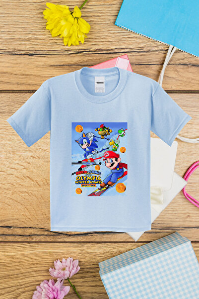 Urban Trash تي شيرت للأطفال مطبوع عليه ماريو وسونيك