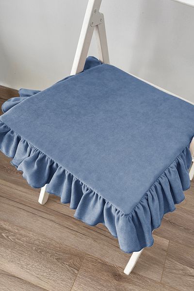 RİTMOHOME Pernă pentru scaun nordic cu volane, albastru indigo, vintage, rustic, boem, rustic
