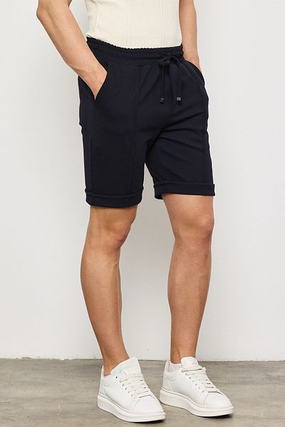 MADZEYMODA Ανδρικό σορτς νέας σεζόν Diagonal Jacquard πλεκτό ύφασμα Navy Blue LS-93056